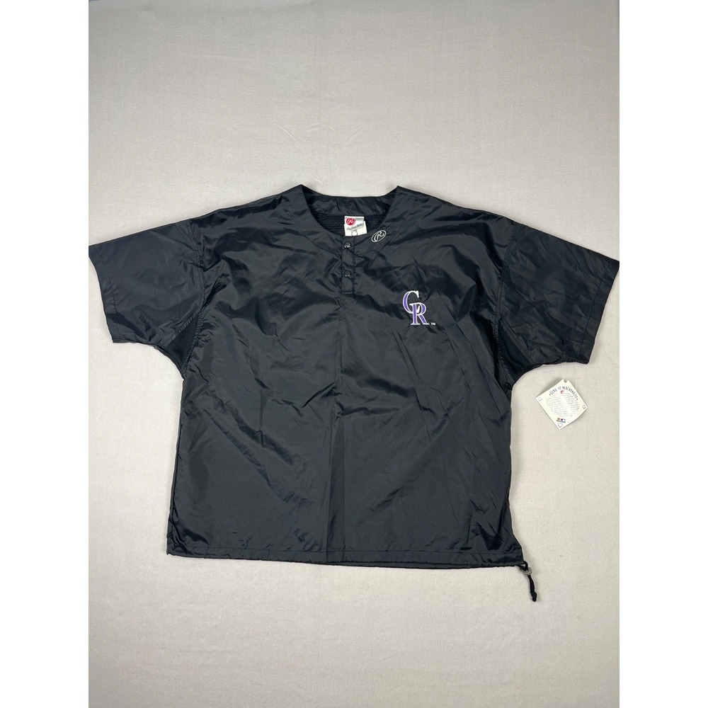 Vintage Colorado Rockies Warn Up Pullover Mens XL Black 1/4 Snap Rawlings‎ MLB